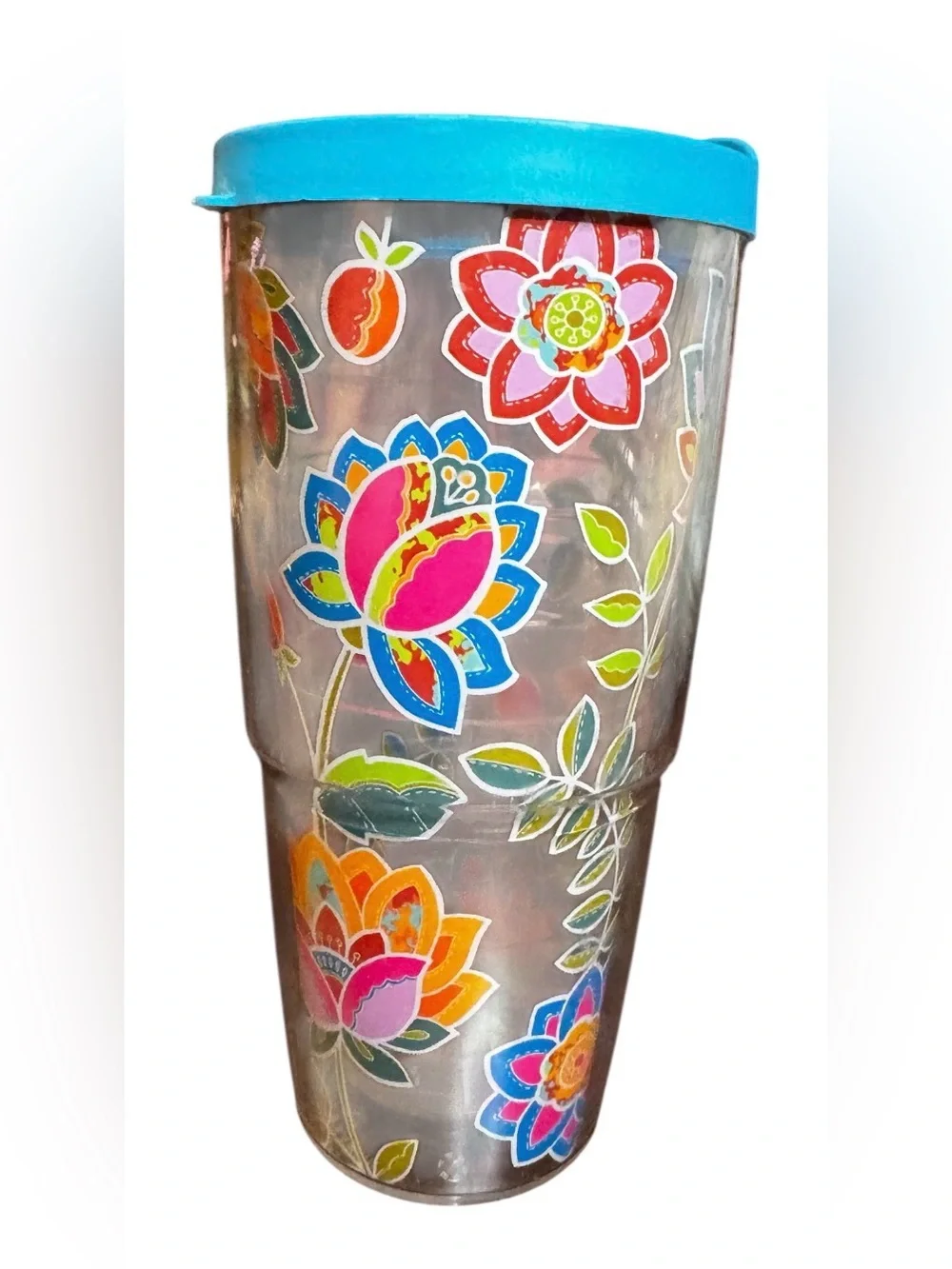 Tervis Tumbler 24 oz Boho Retro Flower Insulated Travel Cup Slide Close Snap Lid